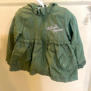Disney Minnie Mouse Green Water Resistant Wind Breaker Jacket -2T